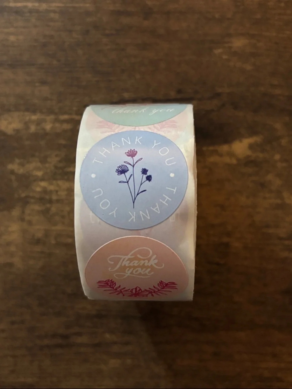 NWOT 500 Piece Pastel Thank You Sticker Roll